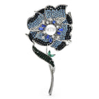 Pearl-Look Begonia Flower Brooch — Blue