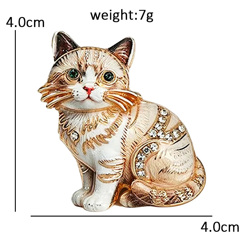 Seated Kitten with Rhinestone Accents Brooch