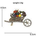 Harvest Wheelbarrow with Fruit and Flowers Brooch