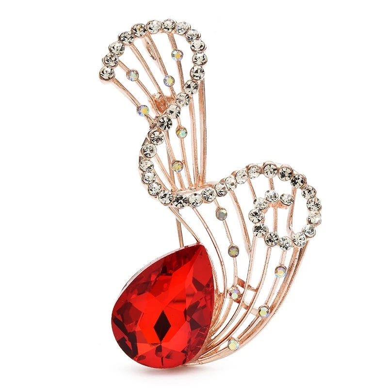 Looped Rhinestone Frame with Faceted Teardrop Brooch product variant photo