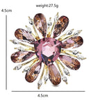 Jeweled Daisy Flower with Purple Center Brooch — dimensions