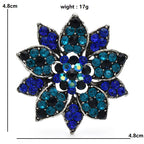 Faceted Rhinestone Sunflower Brooch — dimensions