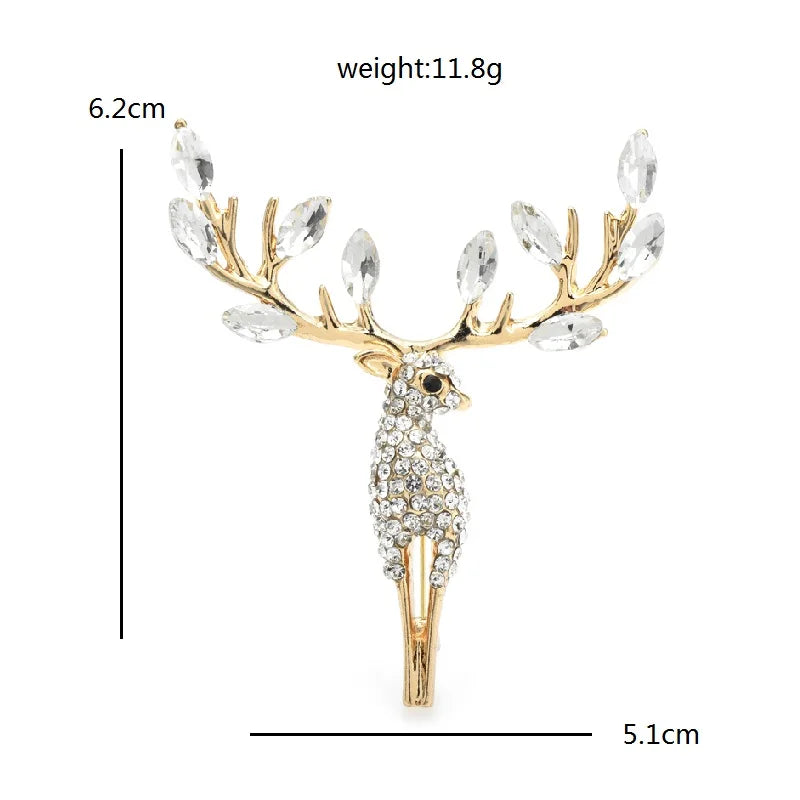 Faceted Crystal-Look Stag Brooch
