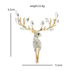 Faceted Crystal-Look Stag Brooch
