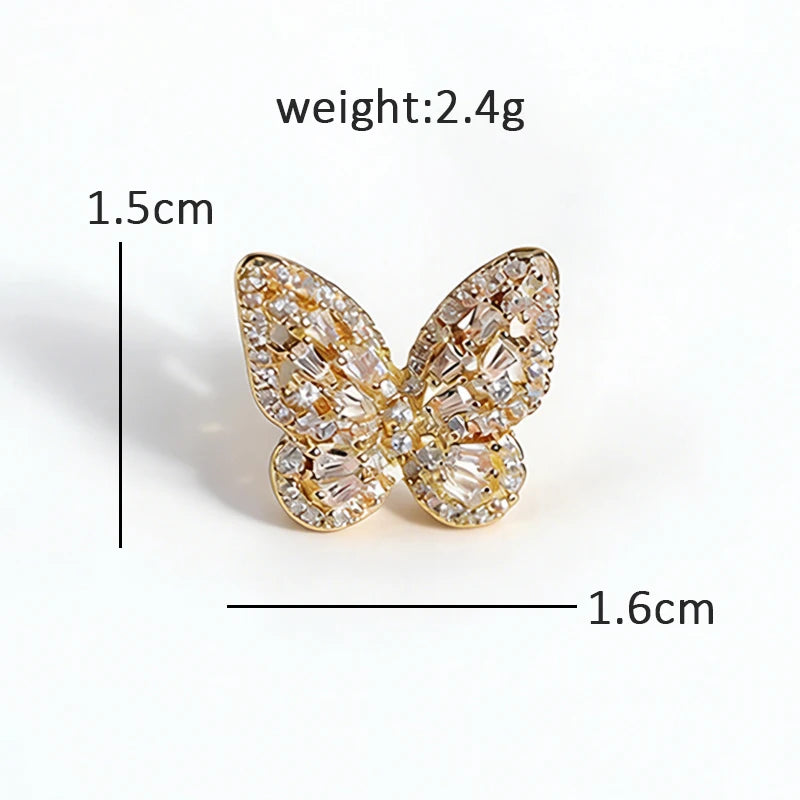 Sparkling Heart Flower and Butterfly Motif Brooch