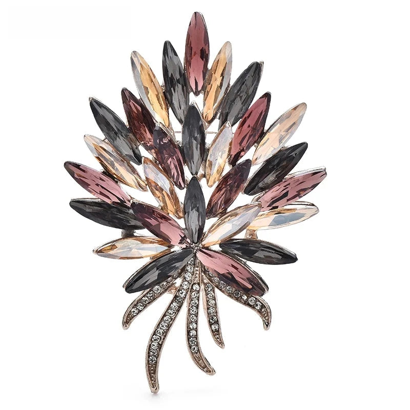 Marquise Rhinestone Bouquet with Bow Brooch — Champagne