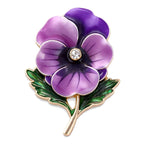 Purple Pansy with Delicate Leaves Brooch original white background product photo