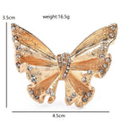 Pleated Butterfly with Rhinestone Edges Brooch — dimensions