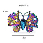 Iridescent Enamel Butterfly with Rhinestones Brooch — dimensions