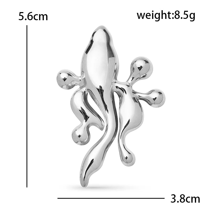 Stylized Sperm Cluster Stainless Steel Brooch — dimensions