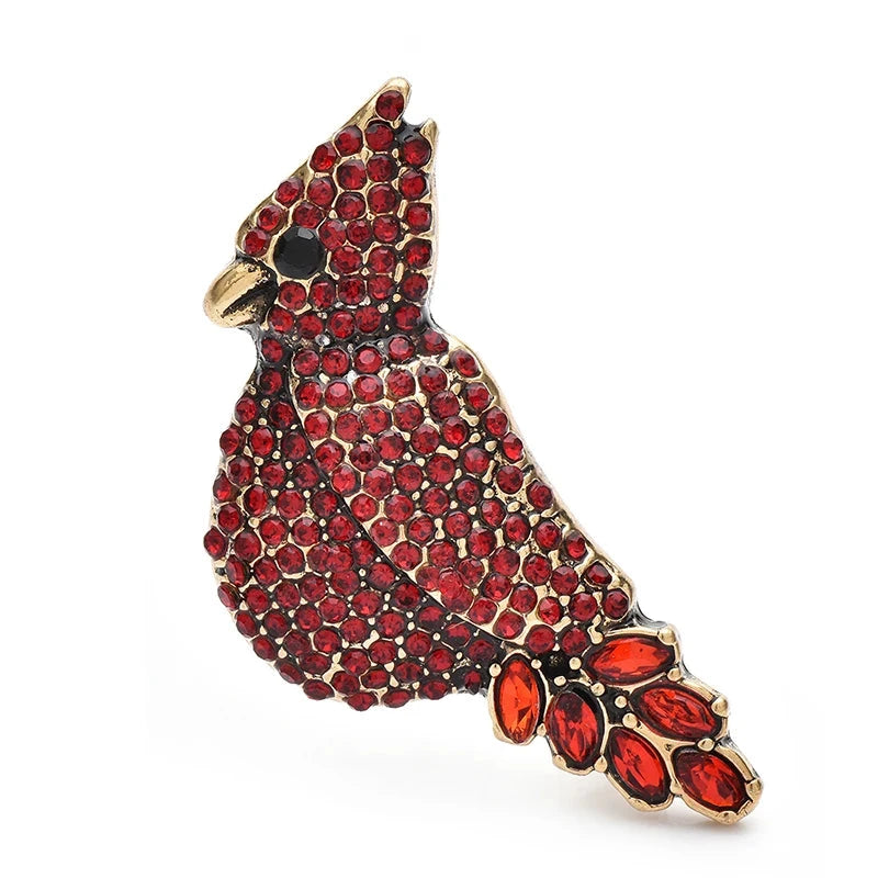 Red Rhinestone Cardinal Brooch — Red Cardinal