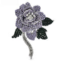 Rhinestone Rose with Crystal Tassel Brooch — Purple