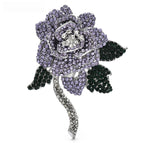 Rhinestone Rose with Crystal Tassel Brooch — Purple