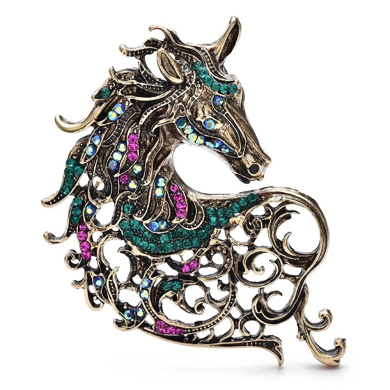 Jeweled Openwork Unicorn Brooch — Jeweled Unicorn