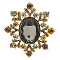 Ornate Oval Faceted Stone Brooch — Gray