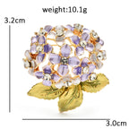 Hydrangea Blossom Cluster with Leaves Brooch
