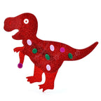 Glitter Acrylic Dinosaur Brooch — Red