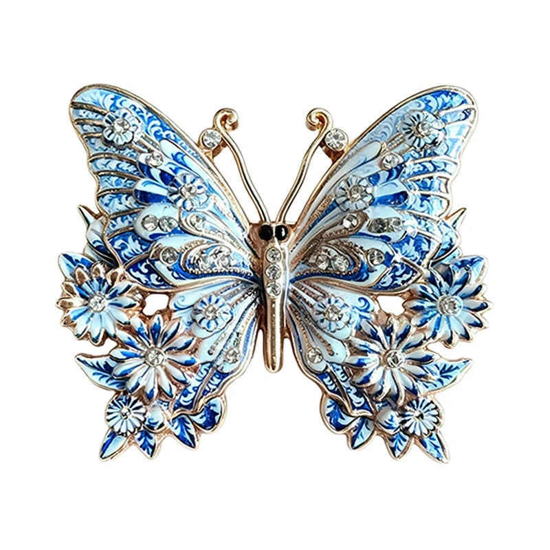 Butterfly with Flower-Trimmed Wings Brooch original white background product photo