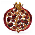 Jeweled Pomegranate with Enamel Rim Brooch — Red