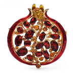 Jeweled Pomegranate with Enamel Rim Brooch — Red