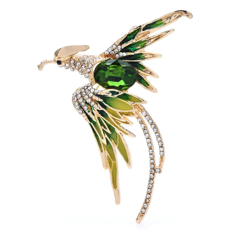 Jeweled Flying Phoenix Brooch