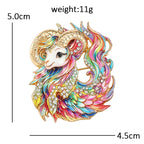 Fantastical Goat with Flowing Mane Brooch