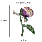Purple Tulip Bud with Green Leaves Brooch