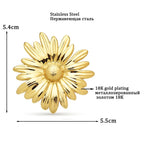 Polished Daisy Stainless Steel Brooch — product view