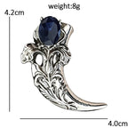 Floral Carved Horn with Oval Faceted Accent Brooch