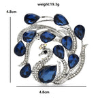 Circular Peacock with Faceted Rhinestones Brooch — dimensions
