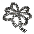 Vintage-Style Looping Rhinestone Bow Brooch — Gray