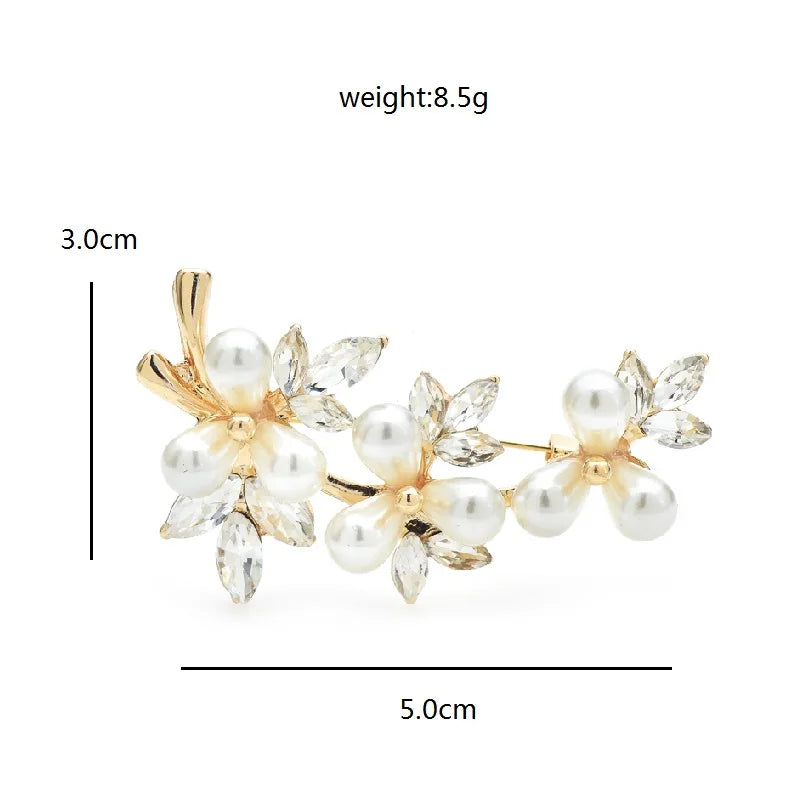 Pearl-Look Floral Branch Brooch