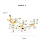 Pearl-Look Floral Branch Brooch