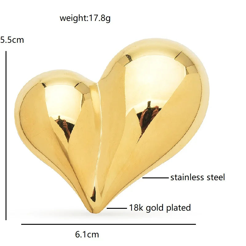 Polished Asymmetric Heart Brooch — dimensions