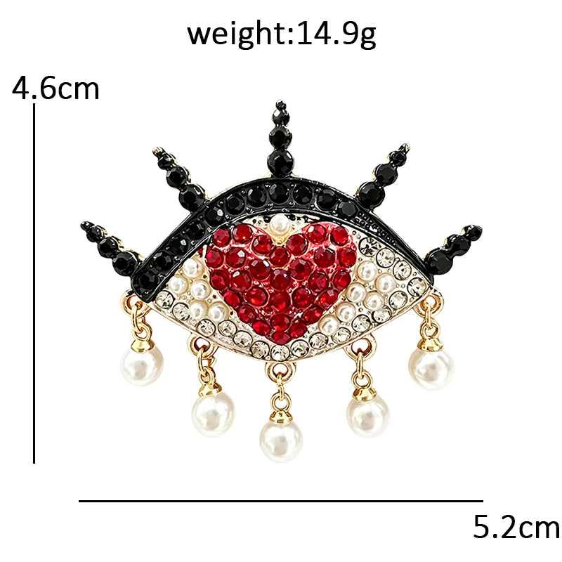 Heart Eye with Pearl-Look-Accent Drops Brooch