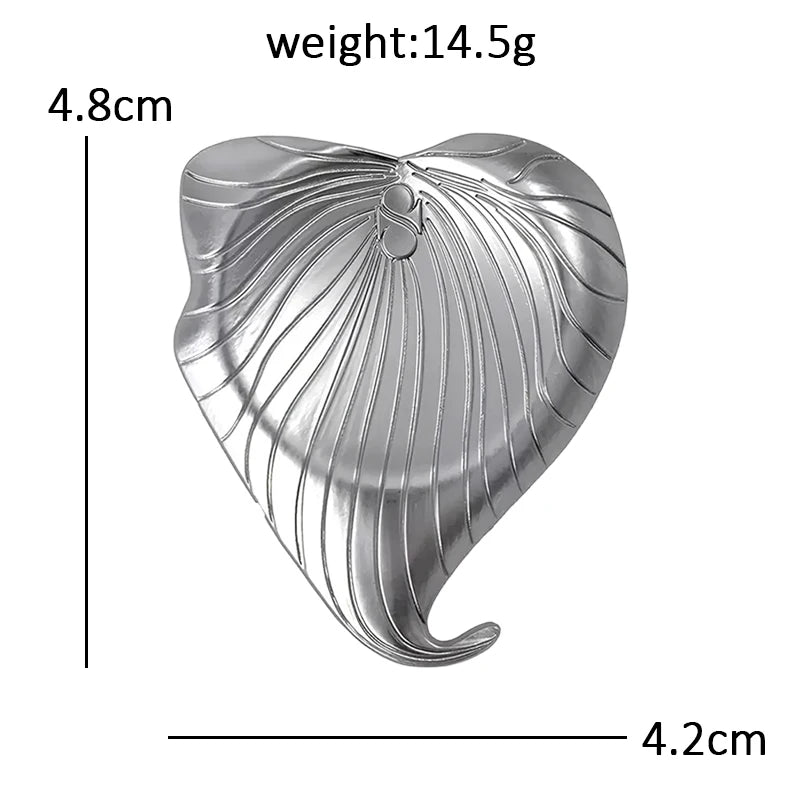 Sculpted Heart-Shaped Leaf Brooch