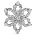 Textured Six-Petal Snowflake Brooch — Silver