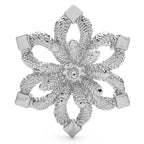 Textured Six-Petal Snowflake Brooch — Silver
