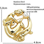 Graceful Figure with Pearlescent Accent Brooch
