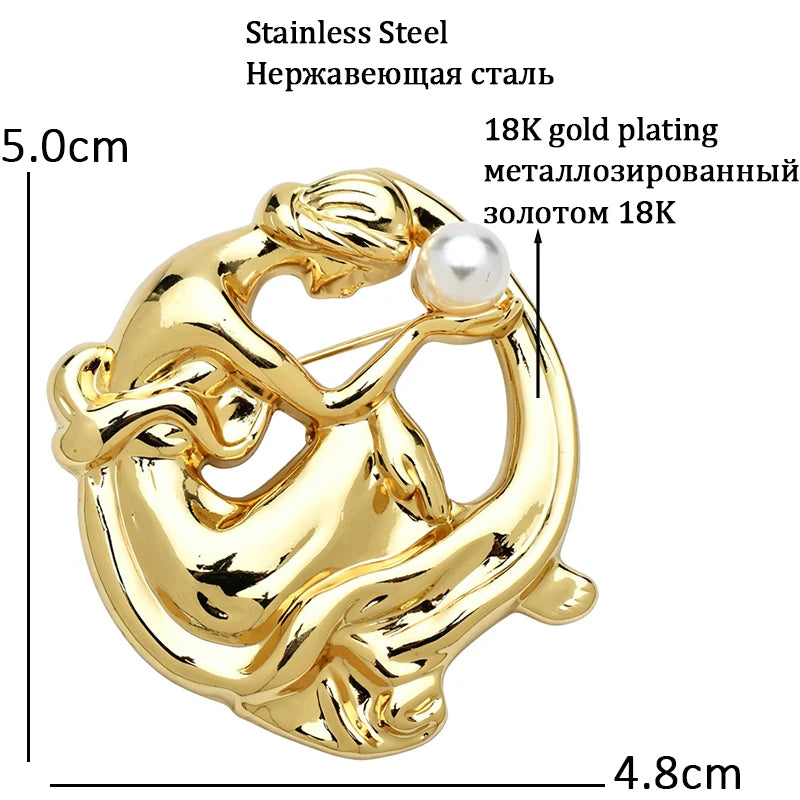 Graceful Figure with Pearlescent Accent Brooch