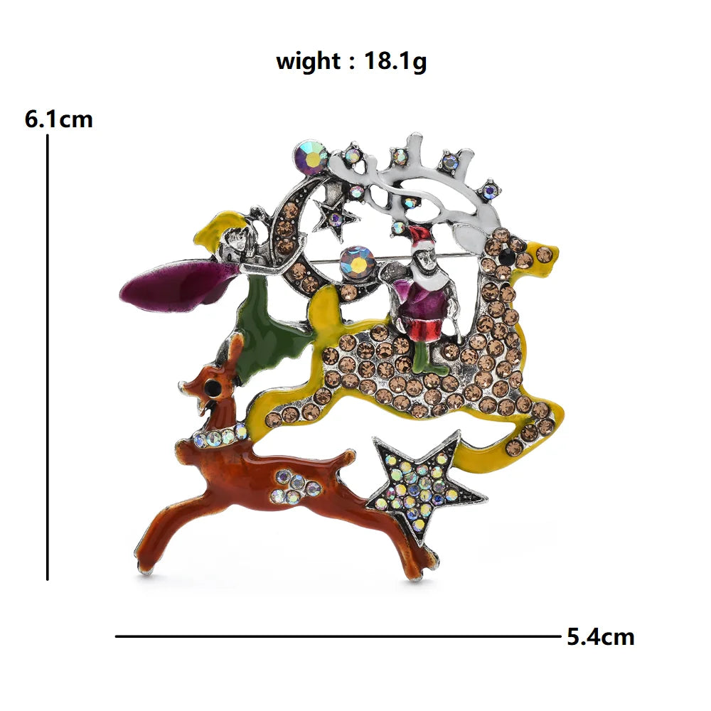 Christmas Reindeer and Star Wreath Brooch dimensions and weight