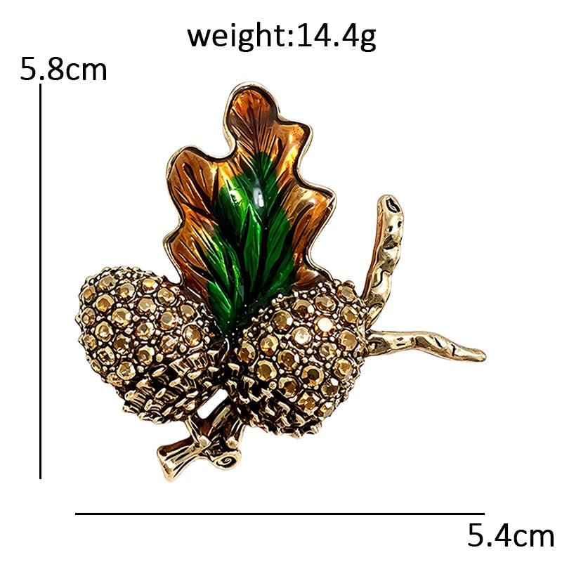 Autumn Pinecone and Leaf Brooch