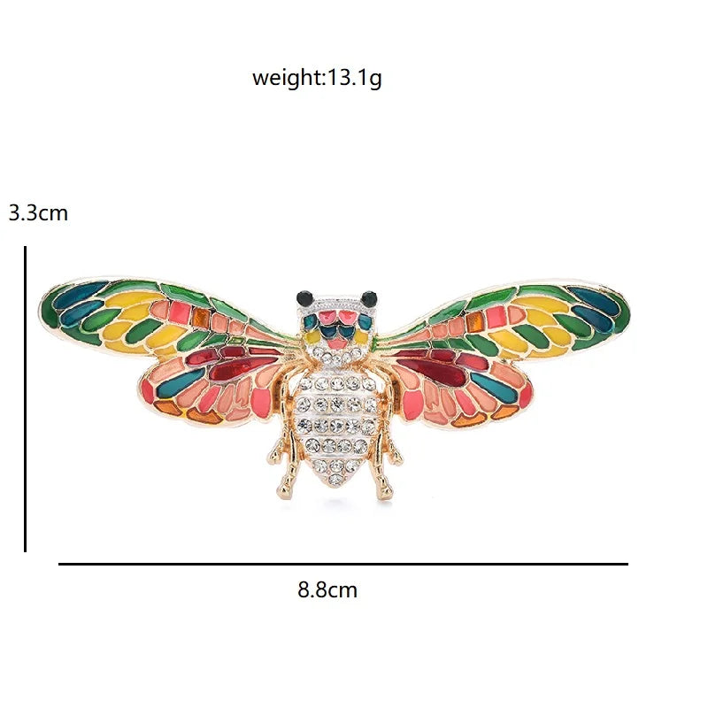 Patterned Enamel Winged Insect Brooch — dimensions