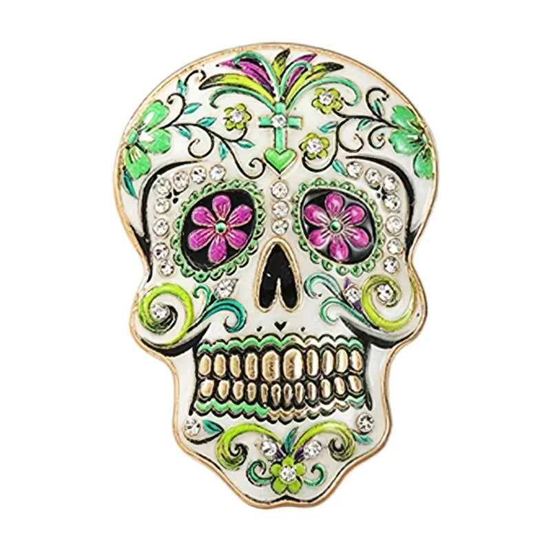Floral Sugar Skull Sparkle Brooch original white background product photo