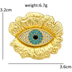 Rhinestone Eye with Ruffled Frame Brooch