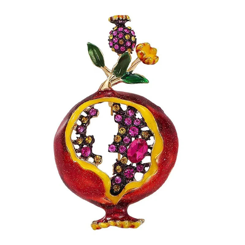 Open Pomegranate with Sparkling Seeds Brooch original white background product photo