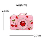 Cherry Print Camera Brooch