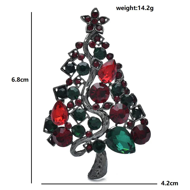 Faceted Christmas Tree Brooch dimensions and weight