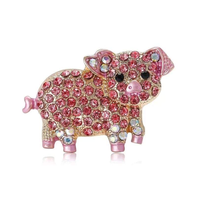 Pink Rhinestone Pig Brooch — Pink Pig