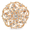 Openwork Star Flower Rhinestone Medallion Brooch — Clear